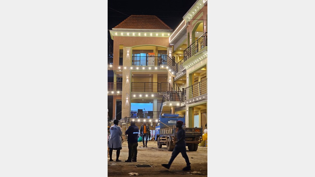 shopping mall powered by SRNE off-grid solar system at night shopping mall powered by SRNE off-grid solar system at night